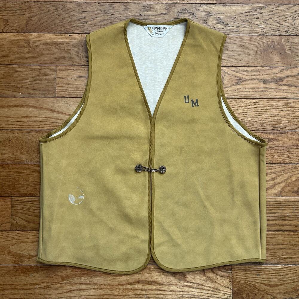 Vintage 60s Velva Sheen University Of Maine College Graduation Vest Large